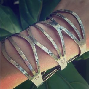 Sterling silver stamped shank split cuff bracelet